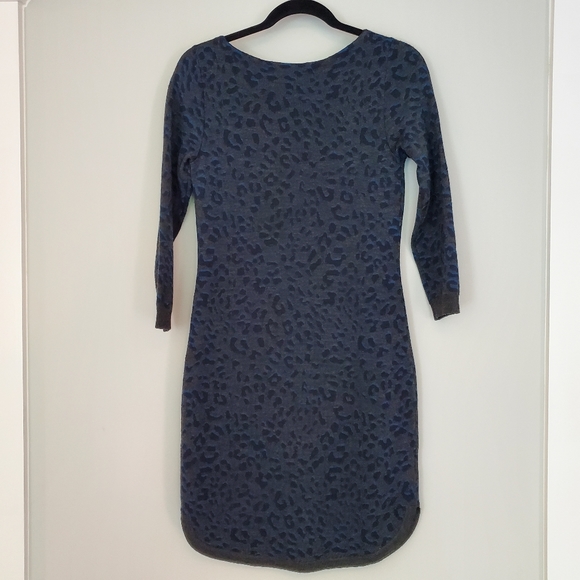 Loft Gray Blue Leopard Print Sweater Dress - Picture 3 of 8